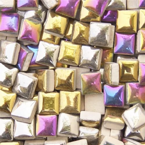 Mosaiksteine 100g DIY Keramik Mosaik Fliesen Glas Spiegel handgemachte Ornamente Fliesen Wand Handwerk bunte Kristalle for dekorative Materialien(Silver) von JTKSSCS