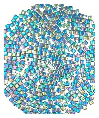 Mosaiksteine 150 STÜCKE Farbige Metall Glanz Mosaik DIY Material Partikel Runde Kante Kristall Glas Fliesen Handgemachte Kunst(150PCS BlueGreen) von JTKSSCS