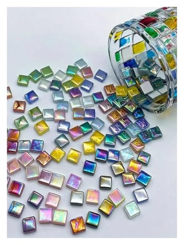 Mosaiksteine 150 STÜCKE Farbige Metall Glanz Mosaik DIY Material Partikel Runde Kante Kristall Glas Fliesen Handgemachte Kunst(150PCS Colorful) von JTKSSCS