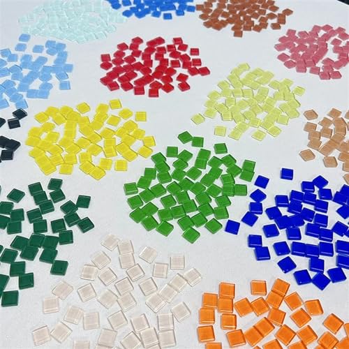 Mosaiksteine 50 Stück Glas-Mosaikfliesen in verschiedenen Farben, handgefertigte Kristall-Kreativmaterialien, DIY-Handwerk, Abendessen, Mini-Mosaikfliesen(Rose Pink) von JTKSSCS
