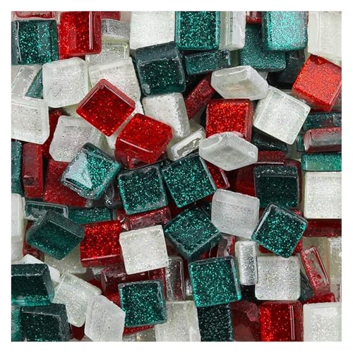 Mosaiksteine 50PCS Diy Mix Farbe Glitter Glas Mosaik Steine Mosaik Fliesen Glas Kiesel Handwerk Material Puzzle(Color1) von JTKSSCS