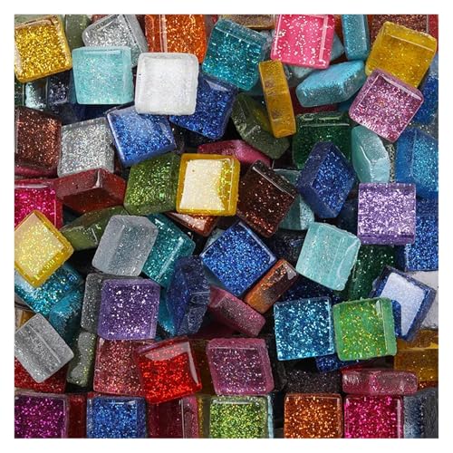 Mosaiksteine 50PCS Diy Mix Farbe Glitter Glas Mosaik Steine Mosaik Fliesen Glas Kiesel Handwerk Material Puzzle(Color2) von JTKSSCS