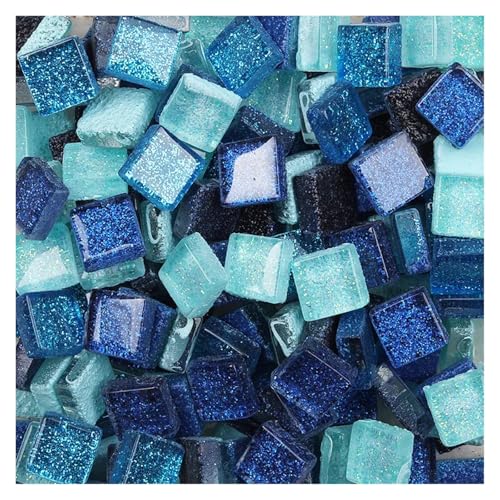Mosaiksteine 50PCS Diy Mix Farbe Glitter Glas Mosaik Steine Mosaik Fliesen Glas Kiesel Handwerk Material Puzzle(Color5) von JTKSSCS