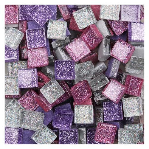 Mosaiksteine 50PCS Diy Mix Farbe Glitter Glas Mosaik Steine Mosaik Fliesen Glas Kiesel Handwerk Material Puzzle(Color8) von JTKSSCS