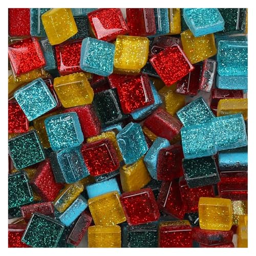Mosaiksteine 50PCS Diy Mix Farbe Glitter Glas Mosaik Steine Mosaik Fliesen Glas Kiesel Handwerk Material Puzzle(Color9) von JTKSSCS