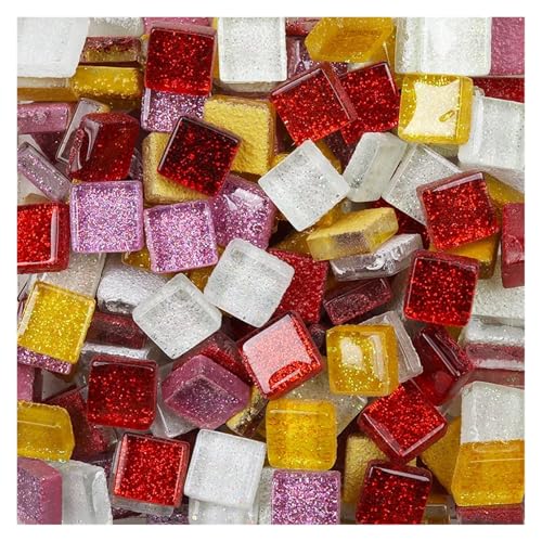 Mosaiksteine 50PCS Diy Mix Farbe Glitter Glas Mosaik Steine Mosaik Fliesen Glas Kiesel Handwerk Material Puzzle(Type 14) von JTKSSCS