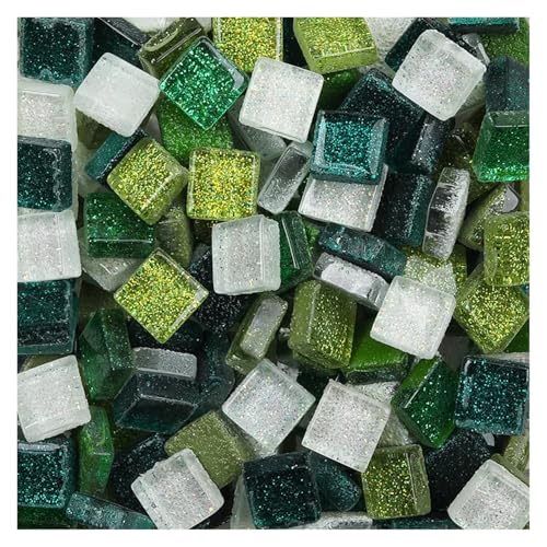 Mosaiksteine 50PCS Diy Mix Farbe Glitter Glas Mosaik Steine Mosaik Fliesen Glas Kiesel Handwerk Material Puzzle(Type 15) von JTKSSCS