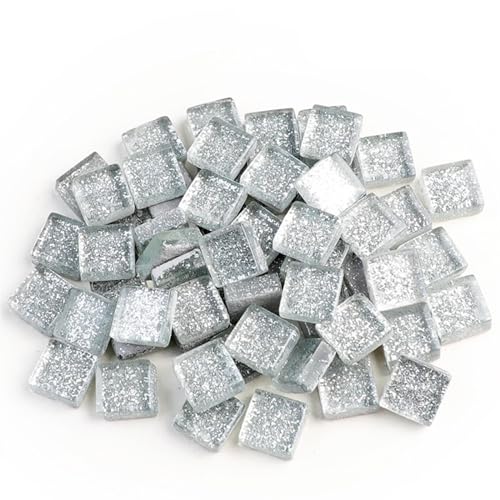 Mosaiksteine 50PCS Quadratische Bunte Glitter Pulver Kristall Glas Mosaik Steine ​​DIY Handgemachte Kreative Dekoration Zubehör(17) von JTKSSCS