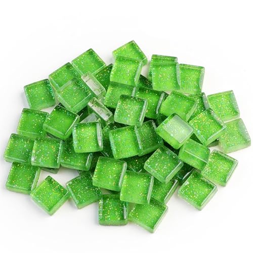 Mosaiksteine 50PCS Quadratische Bunte Glitter Pulver Kristall Glas Mosaik Steine ​​DIY Handgemachte Kreative Dekoration Zubehör(5) von JTKSSCS