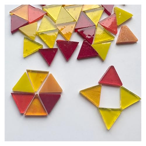 Mosaiksteine 50g Dreieck Translucent Glimmer Mosaik Fliesen Bunte Glas DIY Herstellung for Handwerk Kunst(Color3) von JTKSSCS