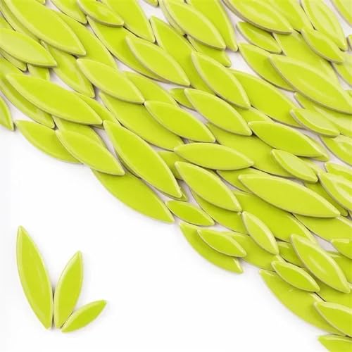 Mosaiksteine 510 g/18 Unzen Keramikblätter-Mosaikfliesen DIY-Porzellan in Weidenblattform, 3 Größen, Mischung 4 mm/0,15 Zoll dicke Blütenblattfliesen(Bright Green) von JTKSSCS