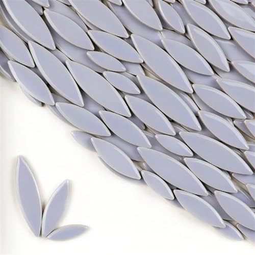 Mosaiksteine 85 g/3 Unzen Keramik-Blütenblatt-Mosaikfliesen DIY Porzellanblattfliese Weidenblätter Mosaikherstellungssteine ​​3-Größen-Mix 4 mm/0,15 Zoll Dicke(Grey Blue) von JTKSSCS