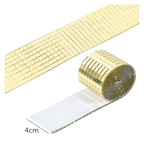 Mosaiksteine Selbstklebende Echtglas Handwerk Mini Quadrat Spiegel Mosaik Fliesen Dekorative DIY 5 * 5mm(Gold,0.5CM*0.5CM_100CM) von JTKSSCS