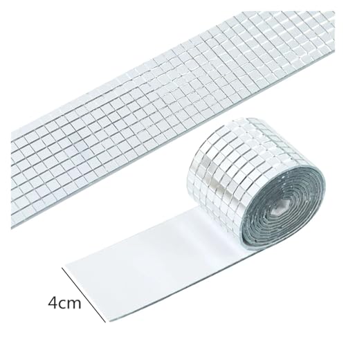Mosaiksteine Selbstklebende Echtglas Handwerk Mini Quadrat Spiegel Mosaik Fliesen Dekorative DIY 5 * 5mm(Sliver,0.5CM*0.5CM_60CM) von JTKSSCS