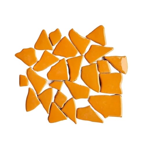 Mosaiksteine Stücke 14oz/397g (21~24 Stück) Keramik-Mosaikfliesen DIY Bastelmaterialien for die Herstellung von Fliesenmosaiken(Orange) von JTKSSCS
