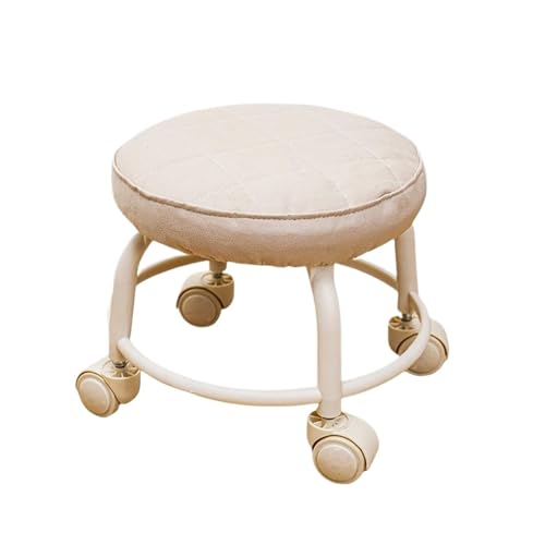 Niedriger Rollhocker Mit Rollen Multifunktionaler Flaschenzug-Hochleistungssitz, 360-Grad-Drehung, wasserdichter Hocker mit Rädern und geringer Praktikabilität, Fitness-Lazy-Bench-Hocker(Beige) von JTKSSCS