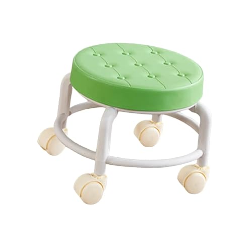 Niedriger Rollhocker Mit Rollen Niedriger Rollsitz, stabiler kleiner, um 360 ° drehbarer Rollhocker mit Fußstütze, niedrige Höhe, Rollhocker for Salons, Homeoffice, Garage, Friseurladen(Green) von JTKSSCS