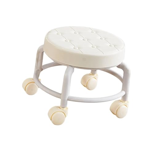 Niedriger Rollhocker Mit Rollen Niedriger Rollsitz, stabiler kleiner, um 360 ° drehbarer Rollhocker mit Fußstütze, niedrige Höhe, Rollhocker for Salons, Homeoffice, Garage, Friseurladen(Khaki) von JTKSSCS
