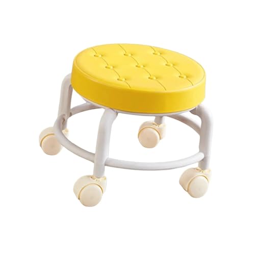Niedriger Rollhocker Mit Rollen Niedriger Rollsitz, stabiler kleiner, um 360 ° drehbarer Rollhocker mit Fußstütze, niedrige Höhe, Rollhocker for Salons, Homeoffice, Garage, Friseurladen(Yellow) von JTKSSCS