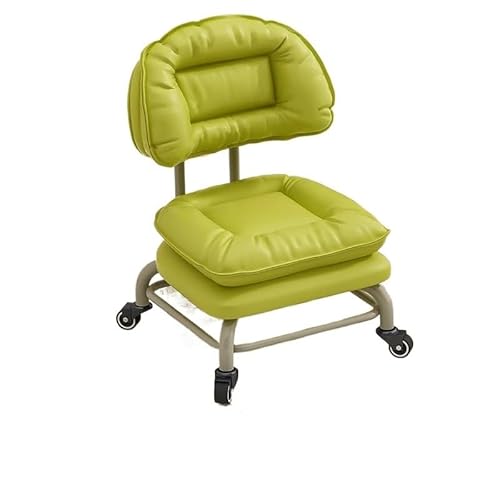 Niedriger Rollhocker Mit Rollen Stilvoller Flaschenzugstuhl mit Rückenlehne, geräuscharm, rollend, niedriger Hocker, Schuhwechselbank for Schlafzimmer oder Wohnzimmer, bequemer kleiner Sitz(Sitting Ex von JTKSSCS