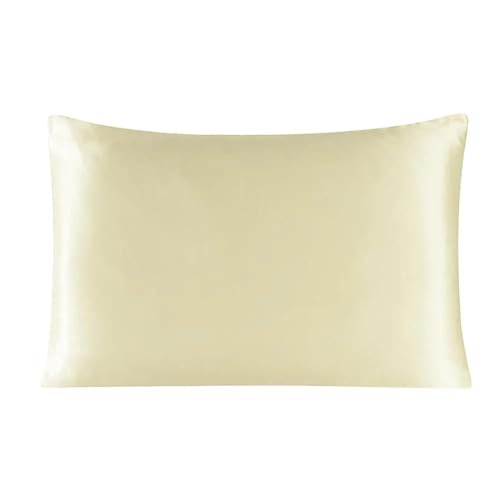 Seidenkissenbezug Seidenkissenbezug Mit Verstecktem Reißverschluss, Natur, Hochwertig, Beidseitiger for Schlaf Und Hautpflege(Beige,51x91 cm) von JTKSSCS
