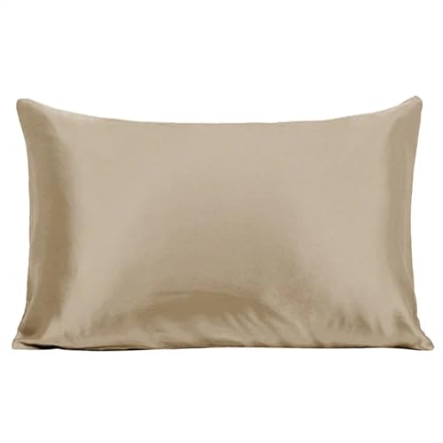 Seidenkissenbezug Seidenkissenbezug Mit Verstecktem Reißverschluss, Natur, Hochwertig, Beidseitiger for Schlaf Und Hautpflege(Beige Gray,51x76 cm) von JTKSSCS