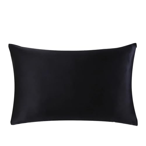 Seidenkissenbezug Seidenkissenbezug Mit Verstecktem Reißverschluss, Natur, Hochwertig, Beidseitiger for Schlaf Und Hautpflege(Black,51x66 cm) von JTKSSCS