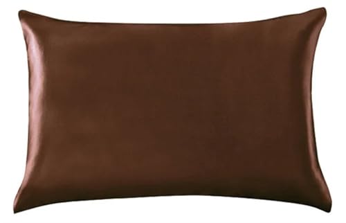 Seidenkissenbezug Seidenkissenbezug Mit Verstecktem Reißverschluss, Natur, Hochwertig, Beidseitiger for Schlaf Und Hautpflege(Coffee,51x76 cm) von JTKSSCS