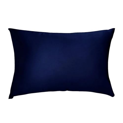 Seidenkissenbezug Seidenkissenbezug Mit Verstecktem Reißverschluss, Natur, Hochwertig, Beidseitiger for Schlaf Und Hautpflege(Dark Blue,51x76 cm) von JTKSSCS