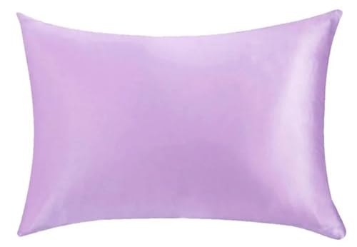 Seidenkissenbezug Seidenkissenbezug Mit Verstecktem Reißverschluss, Natur, Hochwertig, Beidseitiger for Schlaf Und Hautpflege(Light Purple,51x91 cm) von JTKSSCS