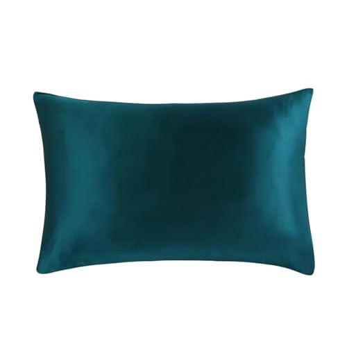 Seidenkissenbezug Seidenkissenbezug Mit Verstecktem Reißverschluss, Natur, Hochwertig, Beidseitiger for Schlaf Und Hautpflege(Peacock Blue,51x66 cm) von JTKSSCS