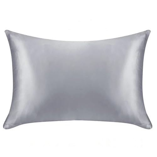 Seidenkissenbezug Seidenkissenbezug Mit Verstecktem Reißverschluss, Natur, Hochwertig, Beidseitiger for Schlaf Und Hautpflege(Silver Gray,51x76 cm) von JTKSSCS