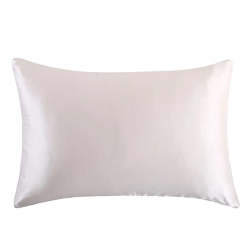 Seidenkissenbezug Seidenkissenbezug Mit Verstecktem Reißverschluss, Natur, Hochwertig, Beidseitiger for Schlaf Und Hautpflege(White,40x60 cm) von JTKSSCS