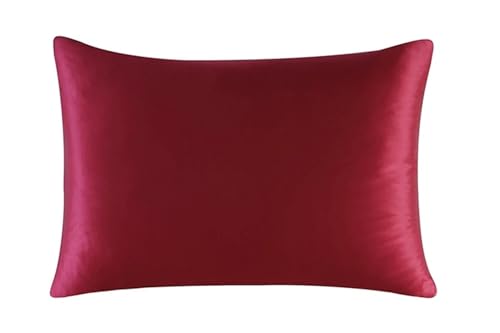 Seidenkissenbezug Seidenkissenbezug Mit Verstecktem Reißverschluss, Natur, Hochwertig, Beidseitiger for Schlaf Und Hautpflege(Wine Red,51x66 cm) von JTKSSCS