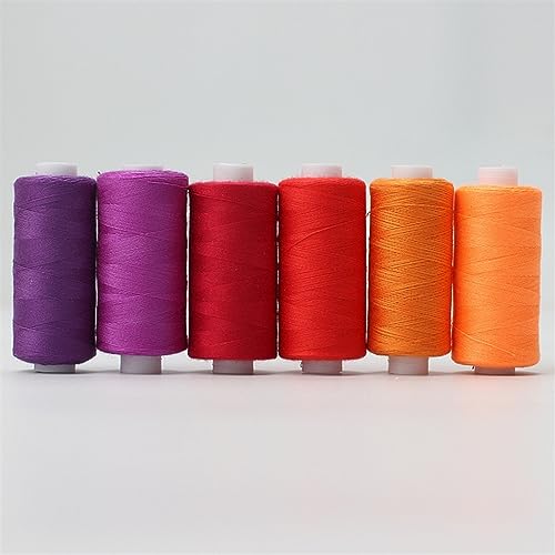 Stickgarn 6 Farben/Set Garn Nähgarn Rolle Maschine Handstickerei 400 Yard jede Spule Polyester langlebig for Heimnähset(Red series) von JTKSSCS