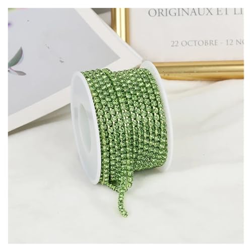Strassband 2mm-4mm Glass Rhinestone Chain Trim with Colorful Bottom Sewing Strass Cup Chain Crystal Banding Glue On Rhinestone Trim(Peridot,10YARDS_SS6-2MM) von JTKSSCS