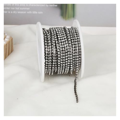 Strassband 2mm-4mm Glass Rhinestone Chain Trim with Colorful Bottom Sewing Strass Cup Chain Crystal Banding Glue On Rhinestone Trim(Black Crystal,5YARDS_SS16-4MM) von JTKSSCS