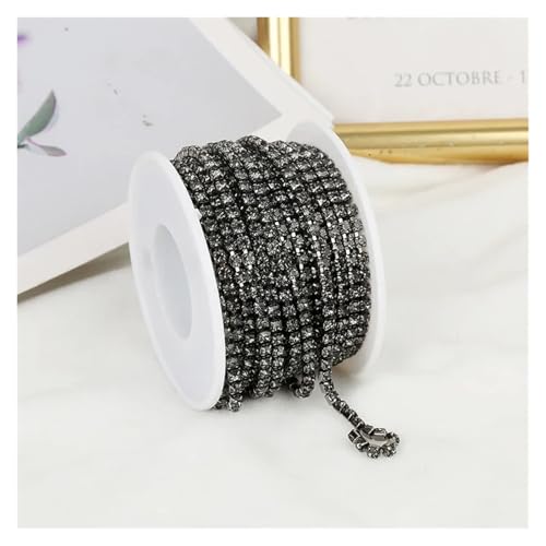 Strassband 2mm-4mm Glass Rhinestone Chain Trim with Colorful Bottom Sewing Strass Cup Chain Crystal Banding Glue On Rhinestone Trim(Black Diamond,10YARDS_SS16-4MM) von JTKSSCS
