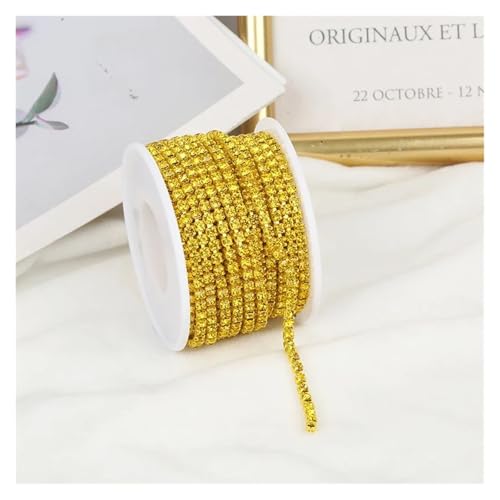 Strassband 2mm-4mm Glass Rhinestone Chain Trim with Colorful Bottom Sewing Strass Cup Chain Crystal Banding Glue On Rhinestone Trim(Citrine,10YARDS_SS16-4MM) von JTKSSCS
