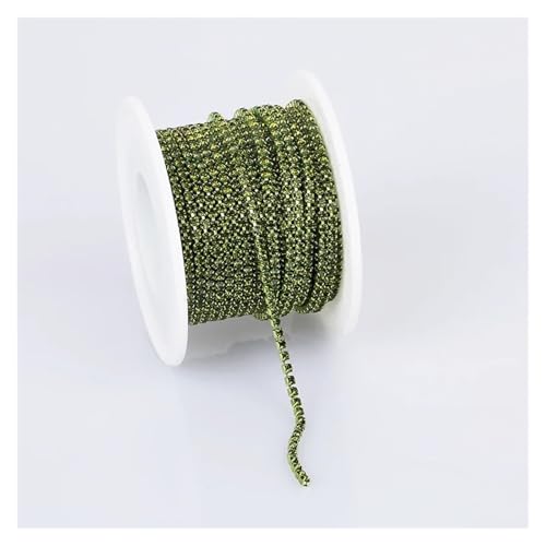 Strassband 2mm-4mm Glass Rhinestone Chain Trim with Colorful Bottom Sewing Strass Cup Chain Crystal Banding Glue On Rhinestone Trim(Olive Green,10YARDS_SS8-2.5MM) von JTKSSCS