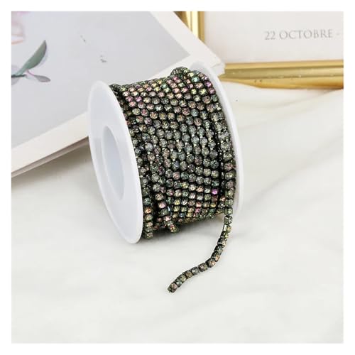 Strassband 2mm-4mm Glass Rhinestone Chain Trim with Colorful Bottom Sewing Strass Cup Chain Crystal Banding Glue On Rhinestone Trim(Rainbow,5YARDS_SS12-3MM) von JTKSSCS