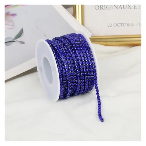 Strassband 2mm-4mm Glass Rhinestone Chain Trim with Colorful Bottom Sewing Strass Cup Chain Crystal Banding Glue On Rhinestone Trim(Sapphire,5YARDS_SS8-2.5MM) von JTKSSCS