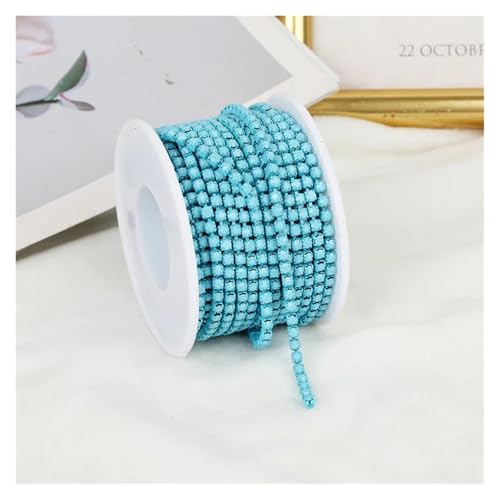 Strassband 2mm-4mm Glass Rhinestone Chain Trim with Colorful Bottom Sewing Strass Cup Chain Crystal Banding Glue On Rhinestone Trim(Turquise,5YARDS_SS12-3MM) von JTKSSCS