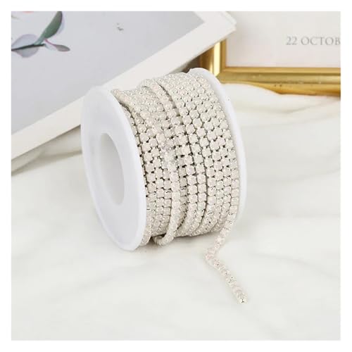 Strassband 2mm-4mm Glass Rhinestone Chain Trim with Colorful Bottom Sewing Strass Cup Chain Crystal Banding Glue On Rhinestone Trim(White Opal,10YARDS_SS6-2MM) von JTKSSCS