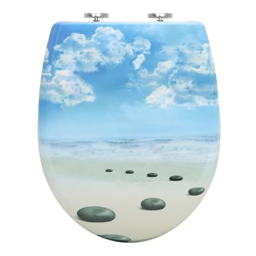 Toilettensitz Ovaler Toilettendeckel Duroplast Toilettensitz Soft-Close Antibakteriell Mit Schnellverschlussfunktion for Badezimmerteile(Color05) von JTKSSCS