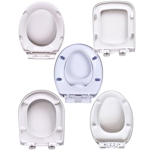 Toilettensitz WC-Sitz, Soft-Close WC-Sitze Weiß mit Schnellverschluss, Stabiler Duroplast-Toilettendeckel(O-Shaped) von JTKSSCS