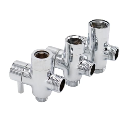 Umschaltventil Dusche 1 stücke 3 Wege-umschaltventil T Adapter Konverter Chrom for Duschkopf Drei-wege-wasserverteilung(7-8 T valve Black) von JTKSSCS