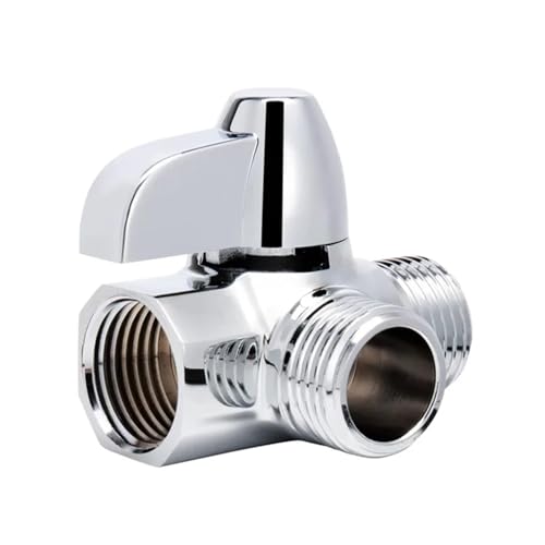 Umschaltventil Dusche 3-Wege-Kupfer-Umschaltventil Wasserhahn-Splitter G1/2-Anschluss for am Duscharm montiertes Badezimmerzubehör(Silver) von JTKSSCS