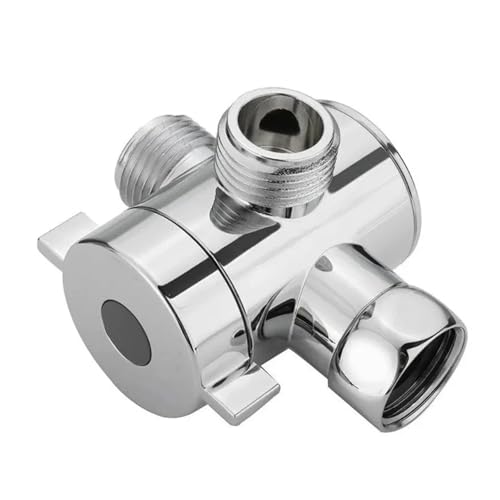 Umschaltventil Dusche ABS Umschaltventil G1/2 Splitter 3-Wege-Wasserabscheider Dusche T-Adapter Einstellbarer Wasserhahn-Umschalter(3 Way Diverter) von JTKSSCS