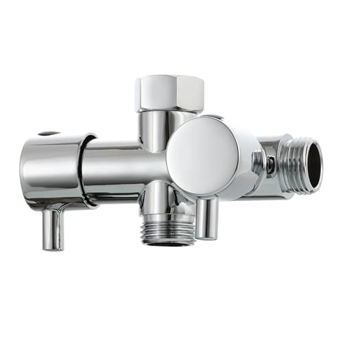 Umschaltventil Dusche Messing-Doppelabsperrventil G1/2 T-Ventil 3-Wege-Duschumsteller Y-Ventil for Kopfbadewannenhahn 2 Griffe(Chrome T-valve) von JTKSSCS